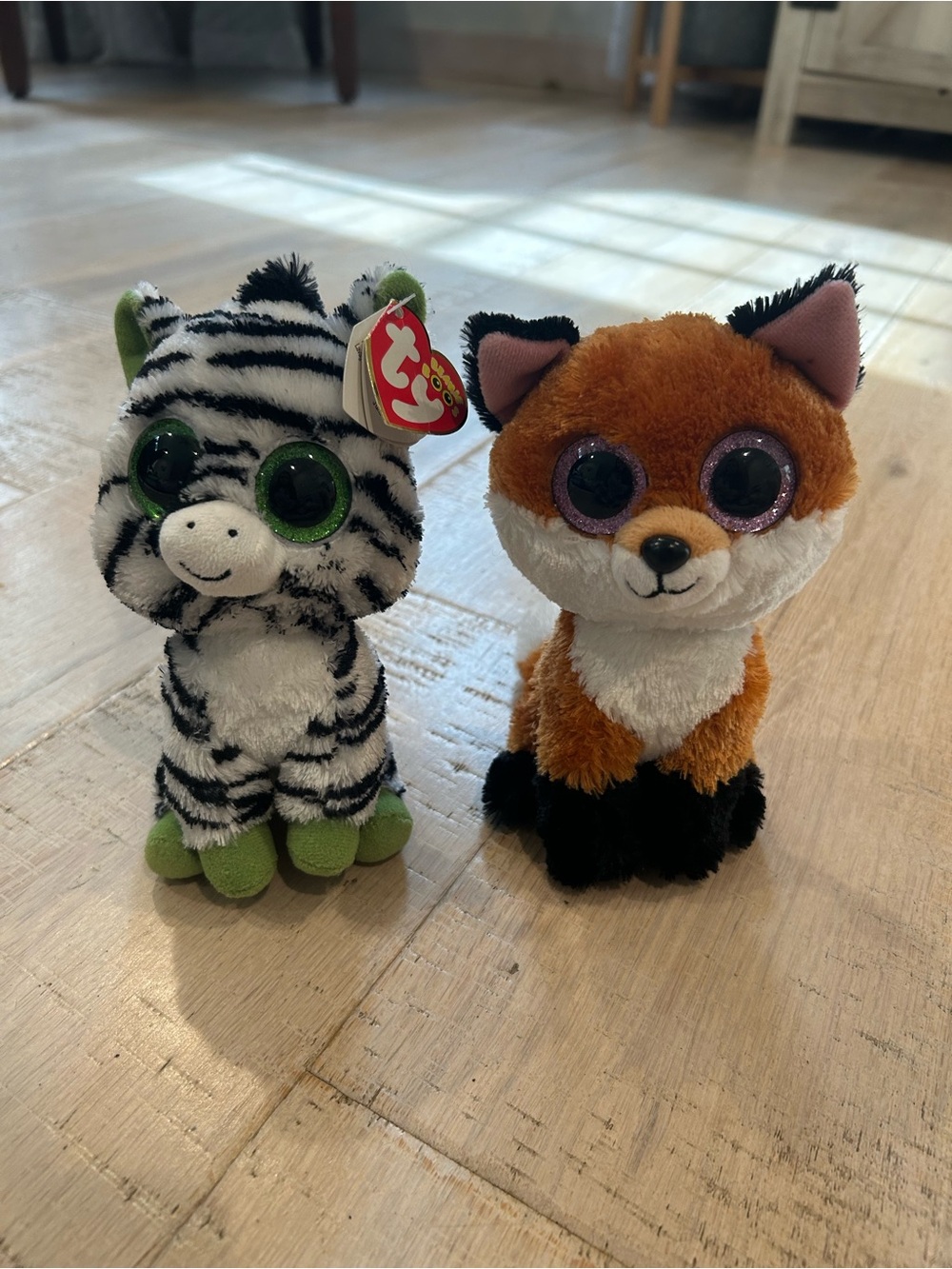 Lot of two Zig-Zag Zebra And Slick Fox TY Beanie Boos